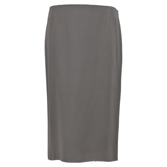 Alberta Ferretti Midi High-Waisted Straight Skirt in Grey Polyester